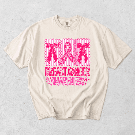 Comfort Colors® Breast Cancer Awareness T-Shirt, Pink Ribbon Bow Graphic Tee, October Support Shirt, S-4XL