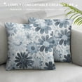 thumbnail image 3 of COMIO  Throw Pillow Cases Cozy Fleece Two-Tone Blooming Flowers Decorative Cushion Covers for Couch Bed Sofa Farmhouse Decoration Smoke Blue Grey, 3 of 5