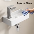 thumbnail image 5 of Wall-Mounted Ceramic Bathroom Sink,Small Cloakroom Basin Sink for Small Bathroom, Powder Room,14.57" x 7.09" x 3.54",Left, 5 of 7