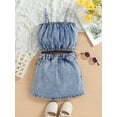 thumbnail image 3 of Bagilaanoe 2Pcs Little Girls Summer Clothes Toddler Sleeveless Crop Tops + Skirt 12M 18M 24M 3T 4T 5T 6T Kids Casual Denim Skirt Set, 3 of 8