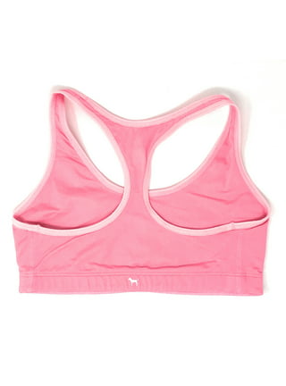 Victoria's Secret PINK Ultimate Unlined Light Support with Small Dog Logo Sports  Bra (Black & Grey, Large) 