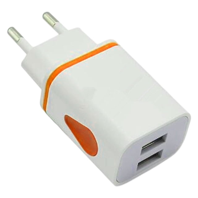 Dual Port Usb Charger,Wall Power Adapter,Portable Charging Plug,Lightweight Double Port Cube Usb Wall Charger Universal Portable Power Adapter Compatible With Most Smartphones Tablets,EU-Orange