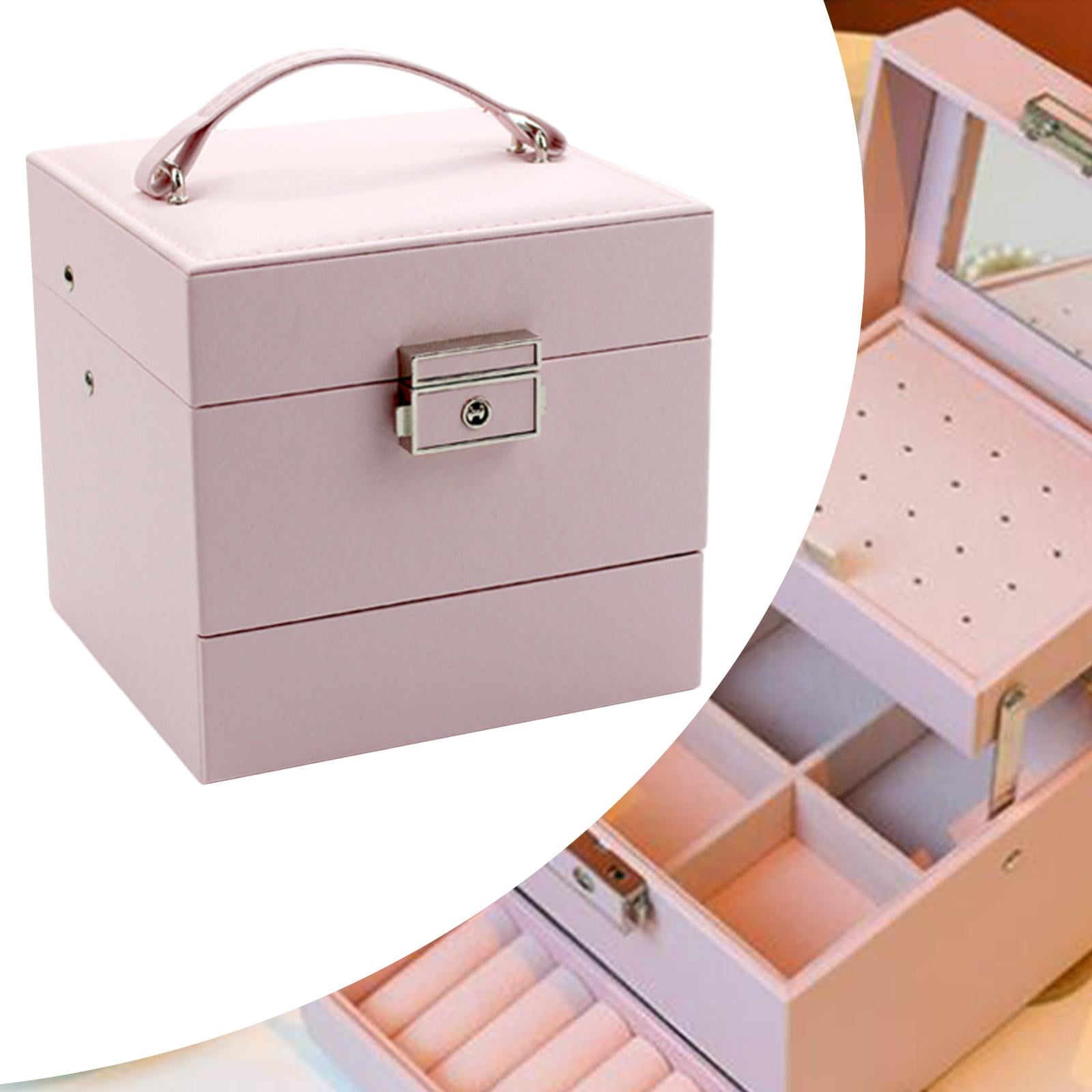 lionlar PU Leather Jewelry Box Organizer Travel Case for Necklace Gift Showcase Pink