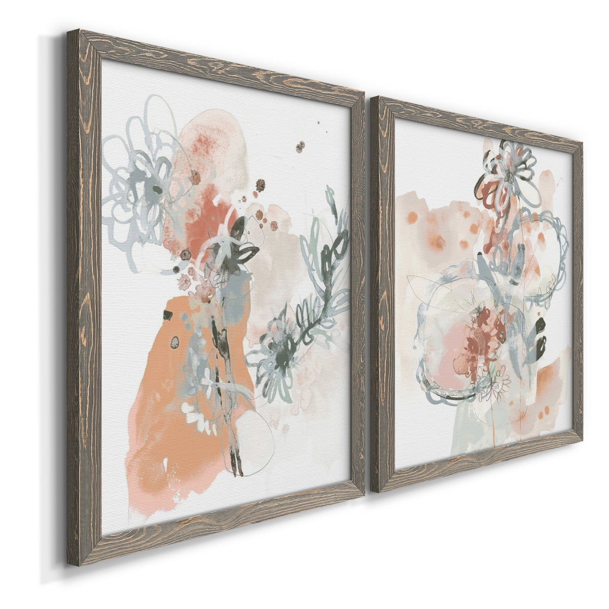 Petal Drift I - Premium Framed Canvas 2 Piece Set - Ready to Hang