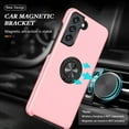 thumbnail image 3 of Shockproof Case for Samsung Galaxy S22 Plus/S22+ 5G, [Embedded Finger Ring]  Grade Phone Case Cover with Reinforced Metal Stand Kickstand [Support Magnetic Car Holder] for S22+, Pink, 3 of 13