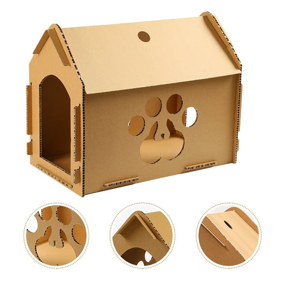 LOLIPPYY 1 Set Cat House Cardboard Indoor Toy Made of Corrugated Paper for Cats