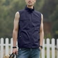 thumbnail image 2 of Dwelliawo Hiking Vest Men Golf Lightweight Casual Jacket Quick Dry Outdoor Vest with Pocket Fall Zip Sleeveless Vests Dark Blue M, 2 of 4