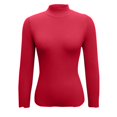 thumbnail image 4 of Fonma Women's Mock Turtleneck Long Sleeve Shirts Ribbed Knit Lightweight Pullover Sweater Stretch Fitted Thermal Top Red S, 4 of 5