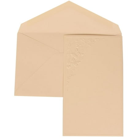 JAM Paper Wedding Invitation Set, Large, 5 1/2 x 7 3/4, Ivory Card with Ivory Envelope and Butterfly Vines Set, 50/pack