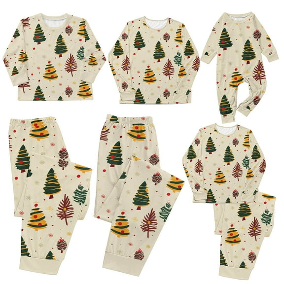 Odeerbi Christmas Pajamas for Family Holiday Long Sleeve Family Christmas Pajamas Matching Sets Dad Parent Child Printed Loungewear Set Two-Piece Sleepwear Xmas PJs Set Black