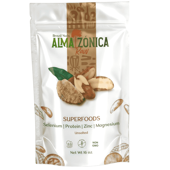 ALMAZÓNICA Raw Brazil Nuts from Bolivia, Unsalted, Whole Nuts, Non-GMO, Gluten-Free, Resealable Bag, 1 lb