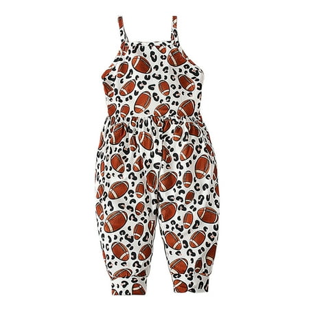

Mikilon Toddler Kids Boys Girls Summer Fashion Cute Rugby Print Suspenders Romper Jumpsuit Infant Onesies Girls 18-24 Months Brown on Discount