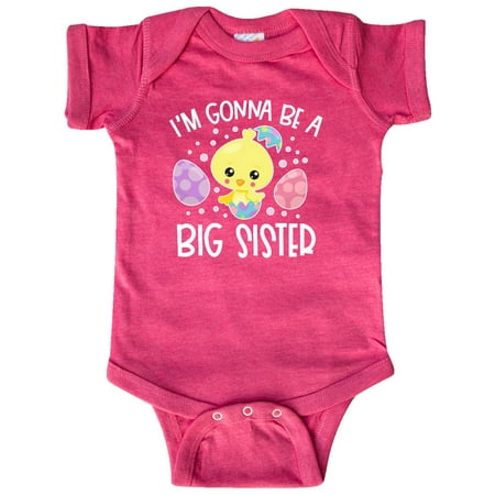 

Inktastic Easter I m Gonna Be a Big Sister with Purple and Pink Eggs Gift Baby Girl Bodysuit