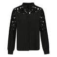 thumbnail image 6 of Besolor Womens Buttton down Shirts Trendy Floral Lace Splicing Long Sleeve Tops Casual Elegent Ladies Going out Blouses, 6 of 8