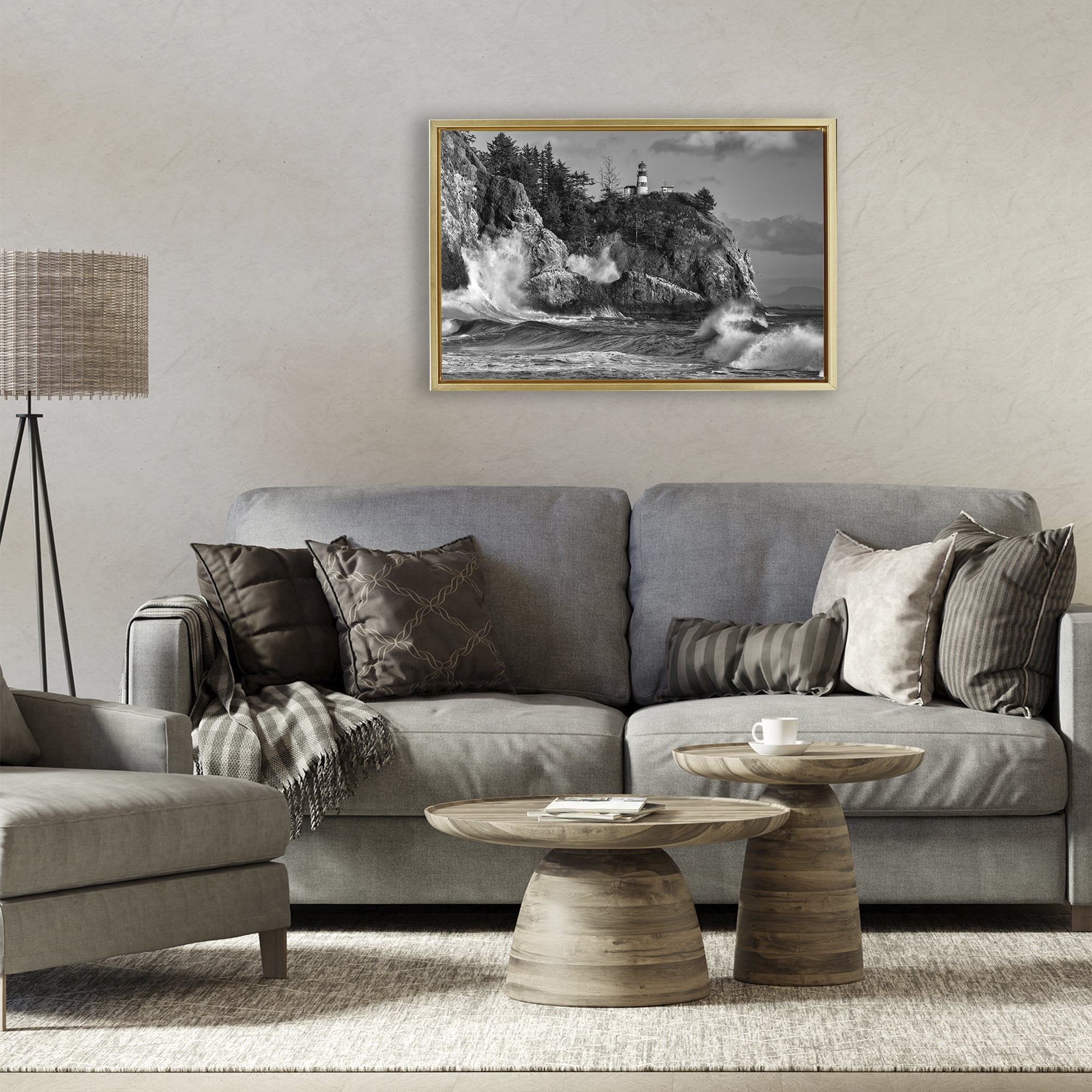 Stupell Industries Rising Tide at Cape Gold Framed Floater Canvas Wall Art, design by Rick Berk