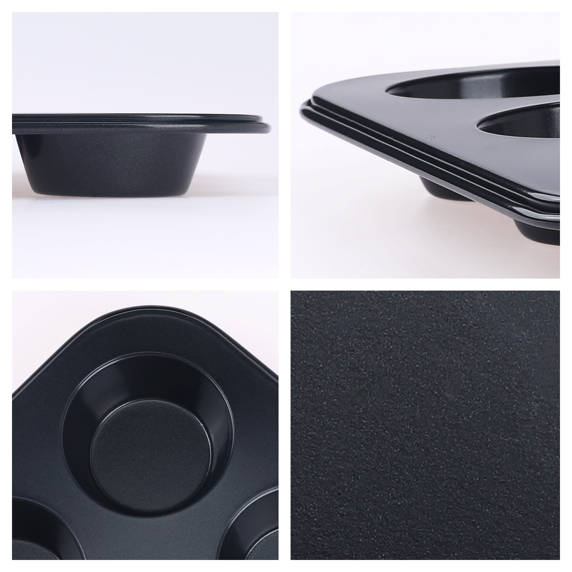 Unique Bargains Nonstick Cupcake Pan with 6 Cups Black 13.2*13.2*1.1in