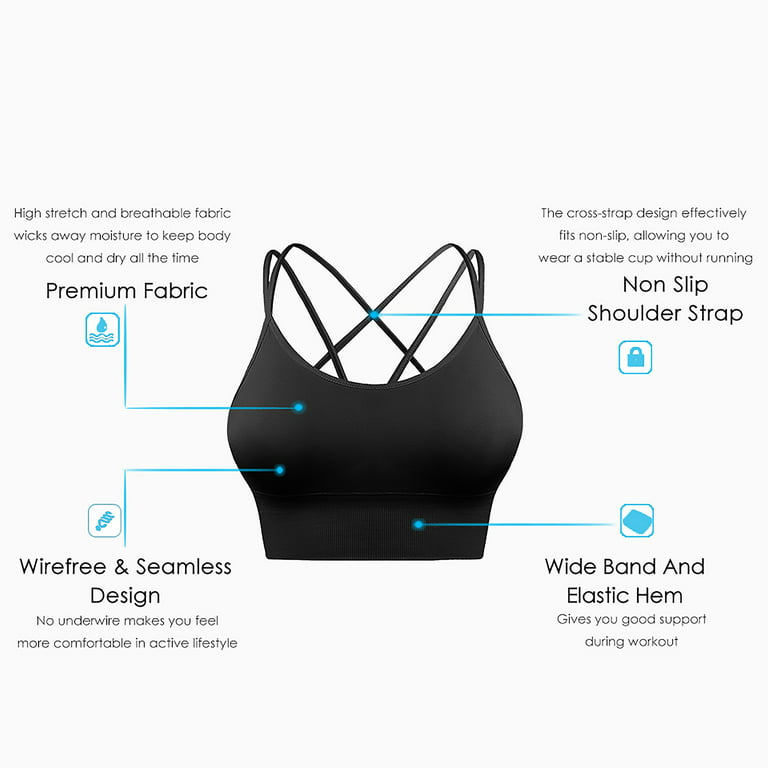 Sporty Sports Bras High Support Crisscross Criss Cross Workout for Women  Athletic Comfortable for Large Bust Gym Yoga Black : : Clothing,  Shoes & Accessories