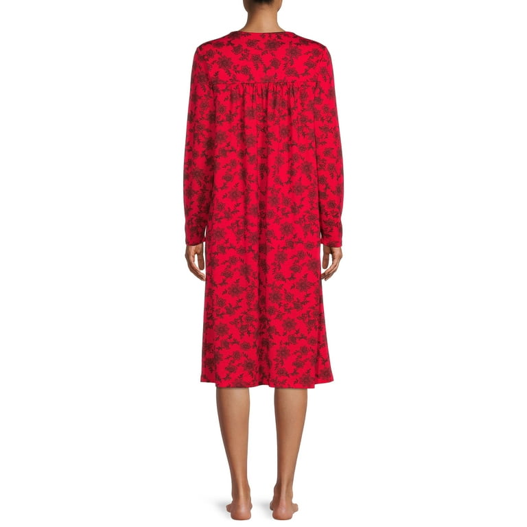 Secret Treasures Long Sleeve Sweetheart Neckline Regular Easy Care Pockets Nightgown Women s or Women s Plus 1 Pack Walmart