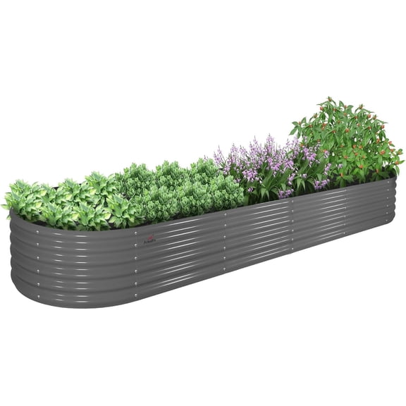 ANLEOLIFE 12x3x1.5 ft Galvanized Raised Garden Beds Outdoor, Oval Extra Large Metal Planter Box for Planting Vegetables Flowers Herb, Anti-Rust, Quartz Grey