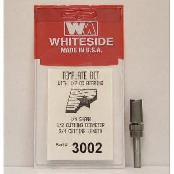 Whiteside 3002 Template Router Bit w/Bearing - 1/4"SH, 1/2"CD, 3/4"CL
