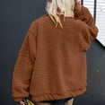 thumbnail image 5 of clear 50% off wycnly Winter Womens Sherpa Coat Womens Lamb Plush Jacket Causal Solid Plus Size Soft Fuzzy Fleece Coats Open Zipper Stand Neck Pocket Long Sleeve Outwear 2023 Sherpa Coat, 5 of 5
