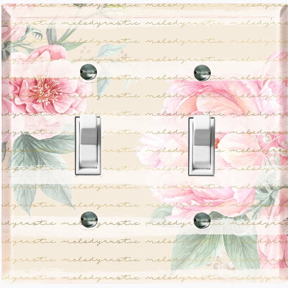 Metal Light Switch Plate Cover Elegant Floral Musical Damask Beige FLW115