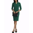 thumbnail image 4 of Vestido Midi de Manga 3/4 con Cuello Alto y Escote en V para Mujeres INSPIRE CHIC M Verde Oscuro, 4 of 7