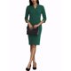 thumbnail image 4 of Vestido Midi de Manga 3/4 con Cuello Alto y Escote en V para Mujeres INSPIRE CHIC XL Verde Oscuro, 4 of 7