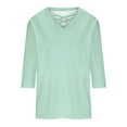 thumbnail image 4 of Njoeus Workout Tops for Women Business Casual Tops for Women 3/4 Sleeve T Shirts for Women V Neck Cute Tshirt Solid Color Three Quarter Sleeve V-Neck Blouses 2025 Trendy Fashion T-Shirt S-5Xl Women Sh, 4 of 5