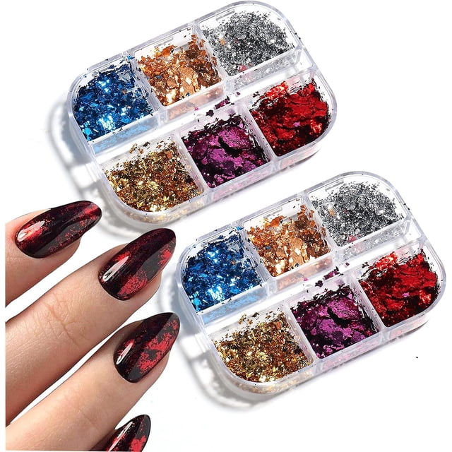 cajas de purpurina holográfica para decoración de uñas, 12 juegos de purpurina multicolor para uñas, barra de purpurina