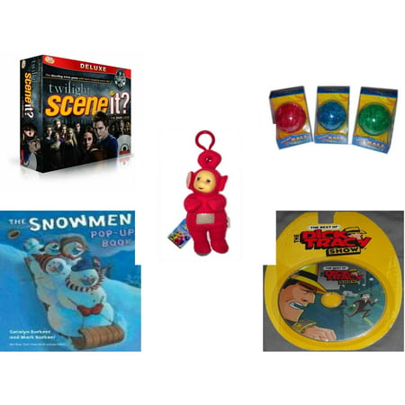 Children's Gift Bundle [5 Piece] -  Scene It? Twilight Deluxe Edition  - Smart 12 Piece  Ball Assrt Colors Red, Blue, Green - Teletubbies  Red Po With Hang Clip 8