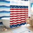 thumbnail image 5 of No Hook Shower Curtain with Built-in Rings - 4th of July Washable Waterproof Fabric Bathroom Curtains for Hotel,Rentals, Stall 48 X 72 Inch , Patriotic Stripes and Stars Memorial Day Independence Day, 5 of 9