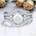 thumbnail image 3 of Bluebell Jewels Princess Cut CZ Engagement Ring Set – 14K White Gold Finish Bridal Wedding Band with Curved Guard, 3 of 4