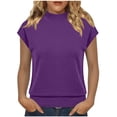 Craaazy Shirts for Women Short Sleeve Mock Neck Solid Color Tops Casual ...