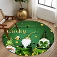 thumbnail image 2 of Large Round Rug 8Ft Washable Non-Slip, St. Patrick's Day Circle Area Rugs for Living Room Bedroom, Green Gnomes Shamrock Gold Coin Wood Grain Indoor Floor Mats Carpet Runner for Home Decor, 2 of 8