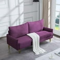thumbnail image 3 of Liangfu Mid - Century Modern Upholstered Sofa with Gold Legs, Comfortable Loveseat for Living Room, Bedroom Purple, 3 of 8