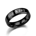 thumbnail image 2 of PAMTIER Men's Stainless Steel High Polished Her King & His Queen Promise Ring Black Size 6, 2 of 4