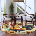 thumbnail image 5 of Vintage Rooster Round Rug 5ft Washable Circle Kitchen Rugs Non Slip Farmhouse Sunflower Animals Plaid Large Area Rug Indoor Floor Carpet for Bedroom Living Room Home Office Dining Room Nursery, 5 of 8