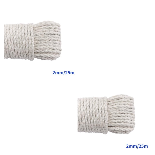 tredstone Color Rope Roll Twine String Cord DIY Handmade String Accessories Craft Scrapbooking Making Tool White 2mm x 25m 2Set