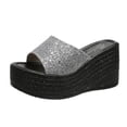 thumbnail image 1 of asddcavvf Ladies Fashion Sequined Fish Mouth Platform Wedge Casual Sandals, 1 of 7