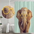 thumbnail image 3 of Sunglasses Elephant Bathroom Shower Curtains with Hooks, Retro Funny Elephant Green Background Waterproof Fabric Washable Shower Curtain for Home Hotel Bathtub Decor 72x72 Inch, 3 of 9