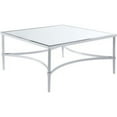 thumbnail image 2 of Benzara BM186245 Contemporary Style Metal Coffee Table with Mirrored Glass Top, Silver - 18 x 36 x 36 in., 2 of 2