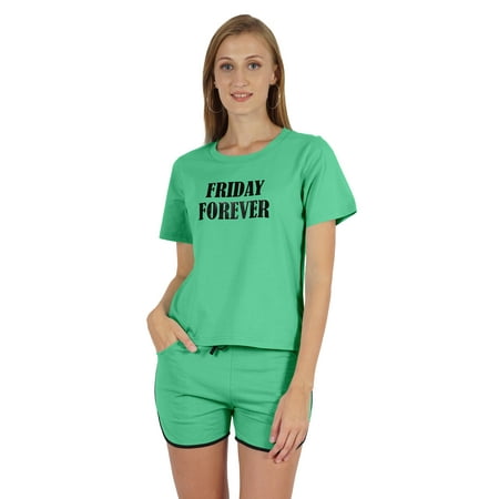 

Inkmeso Graphic Printed Friday Forever Pajamas Nightwear Set For Women s Loungewear