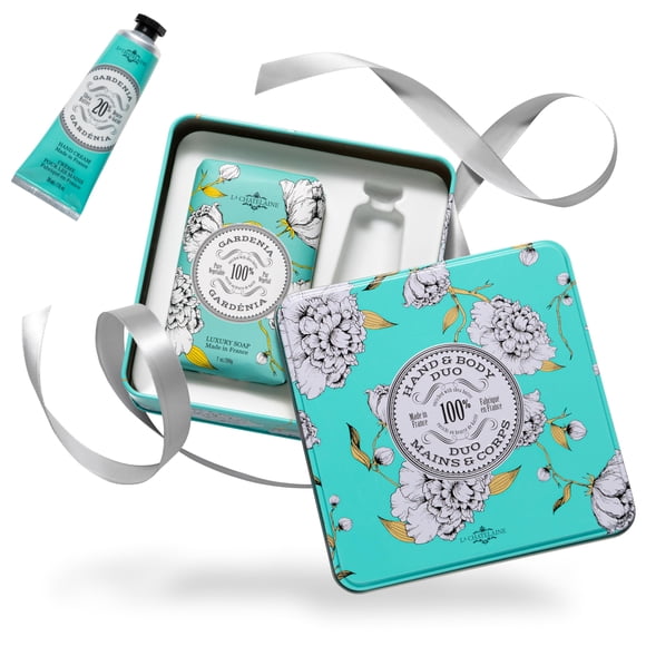 Set de regalo La Chatelaine Gardenia, jabón, 200 ml, y crema de manos, 30 ml
