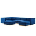 thumbnail image 3 of Modway Sanguine Channel Tufted Performance Velvet 7-Piece Left-Facing Modular Sectional Sofa in Navy, 3 of 10