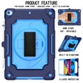 thumbnail image 3 of For iPad 10.2 Case 2021/2020/2019, iPad 9th/ 8th/ 7th Generation Case with Pencil Holder, Kickstand with Elastic Wrist Hand Strap Shoulder Strap Rugged Shockproof Cover, Navyblue+Lightblue, 3 of 6