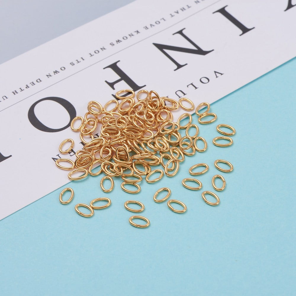 Brass Open Jump Rings Long-Lasting Plated Oval Real 18K golden Plated 18 Gauge 6x4x1mm