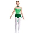 thumbnail image 2 of TiaoBug Gymnastics Leotards for Girls Sleeveless Rhinestones Backless High-low Skirt Bodysuit Skating Dance Dress Dark Green-A 16, 2 of 6