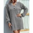 thumbnail image 4 of Sweater for Women Lantern Sleeve Sweater Dress Solid Color Casual Pullover Knitted Sweaters Alsol Lamesa, 4 of 6