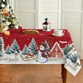 thumbnail image 4 of Sm:)e Snowman House Christmas Trees Winter Tablecloth 60 x 84 Inch, Red, 4 of 6